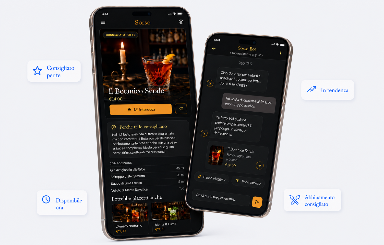 Mockup Smart Menu AI con menu intelligente, chatbot e suggerimenti personalizzati