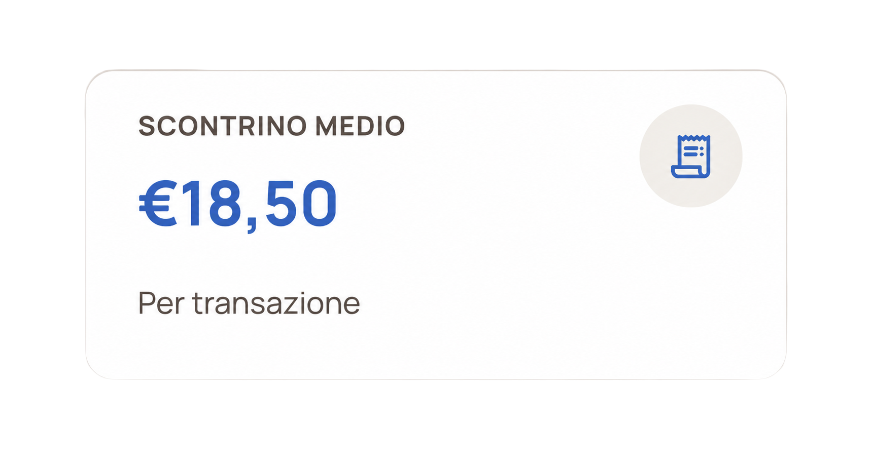 Scheda scontrino medio con valore per transazione