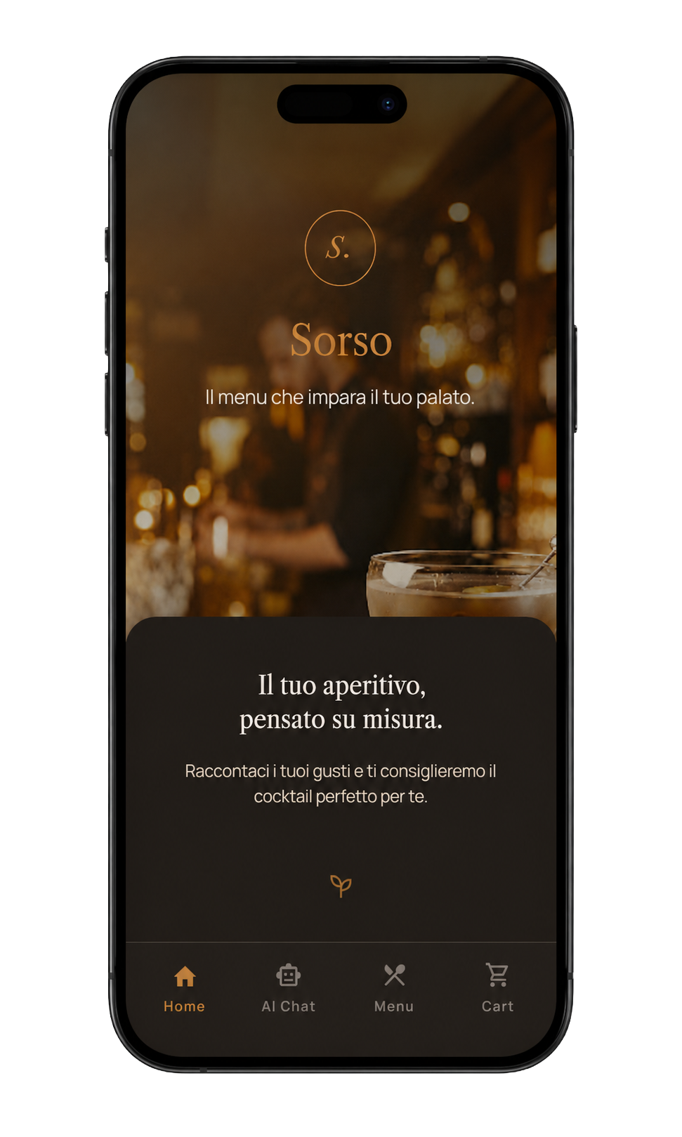 Mockup completo della web app cliente dopo la scansione del QR code